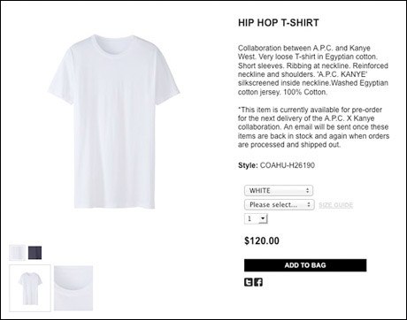 kanye west white t shirt price
