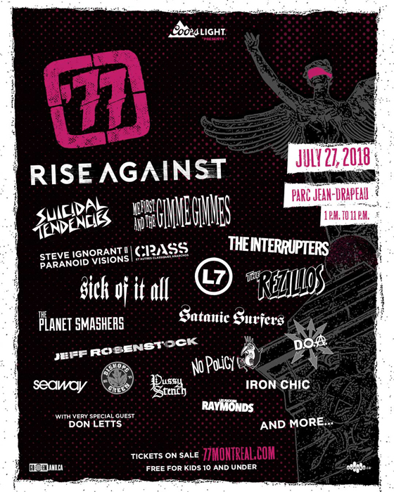 &#039;77 Montreal Reveals 2018 Lineup with Rise Against, Suicidal Tendencies, L7