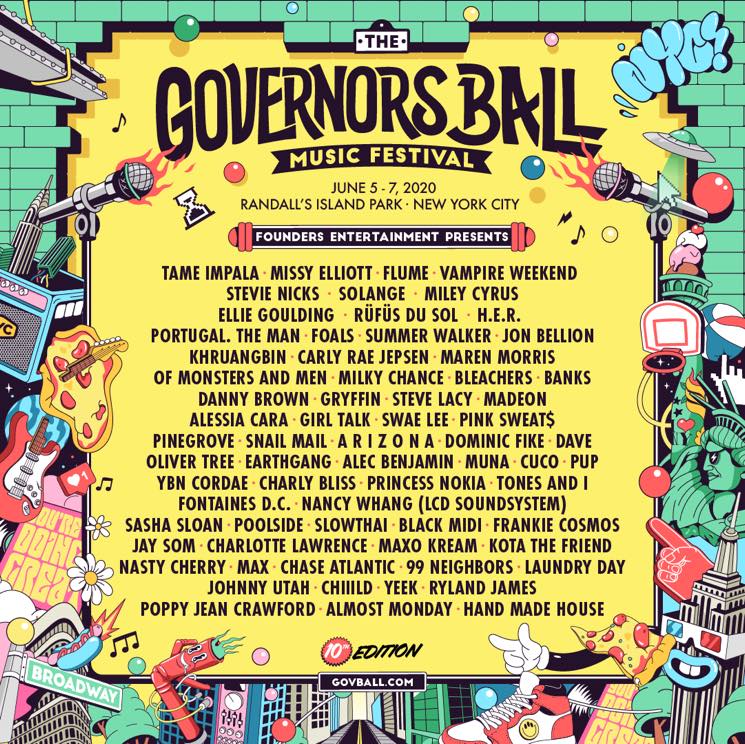 Governors Ball Announces 2020 Lineup with Tame Impala, Missy Elliott, Vampire Weekend 