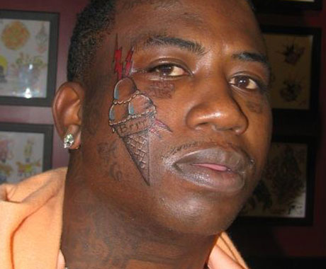 WTF: Gucci Mane Gets Ice Cream Cone Tattooed on His Face 