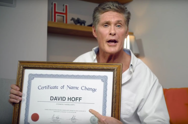 David Hasselhoff Changes His Name to David Hoff 
