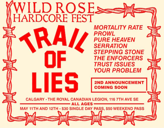 Calgary's Wild Rose Hardcore Fest Gets Trail of Lies, Mortality Rate, Prowl 