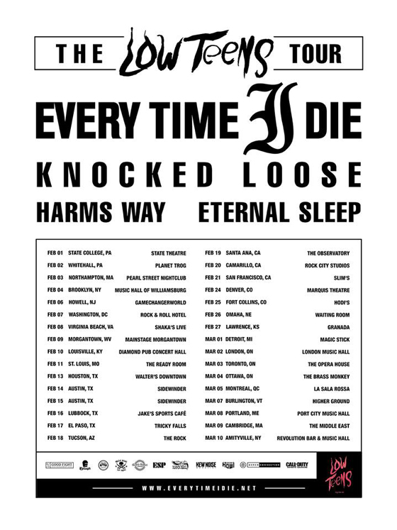 Every Time I Die Plot North American Tour with Knocked Loose, Harms Way, Eternal Sleep 