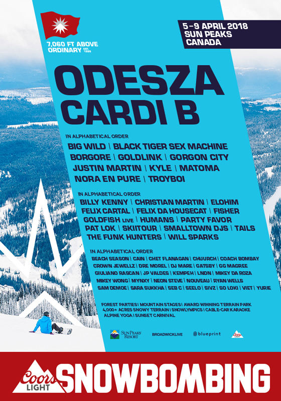BC's Snowbombing Festival Gets Odesza, Cardi B, Goldlink for 2018 Edition 