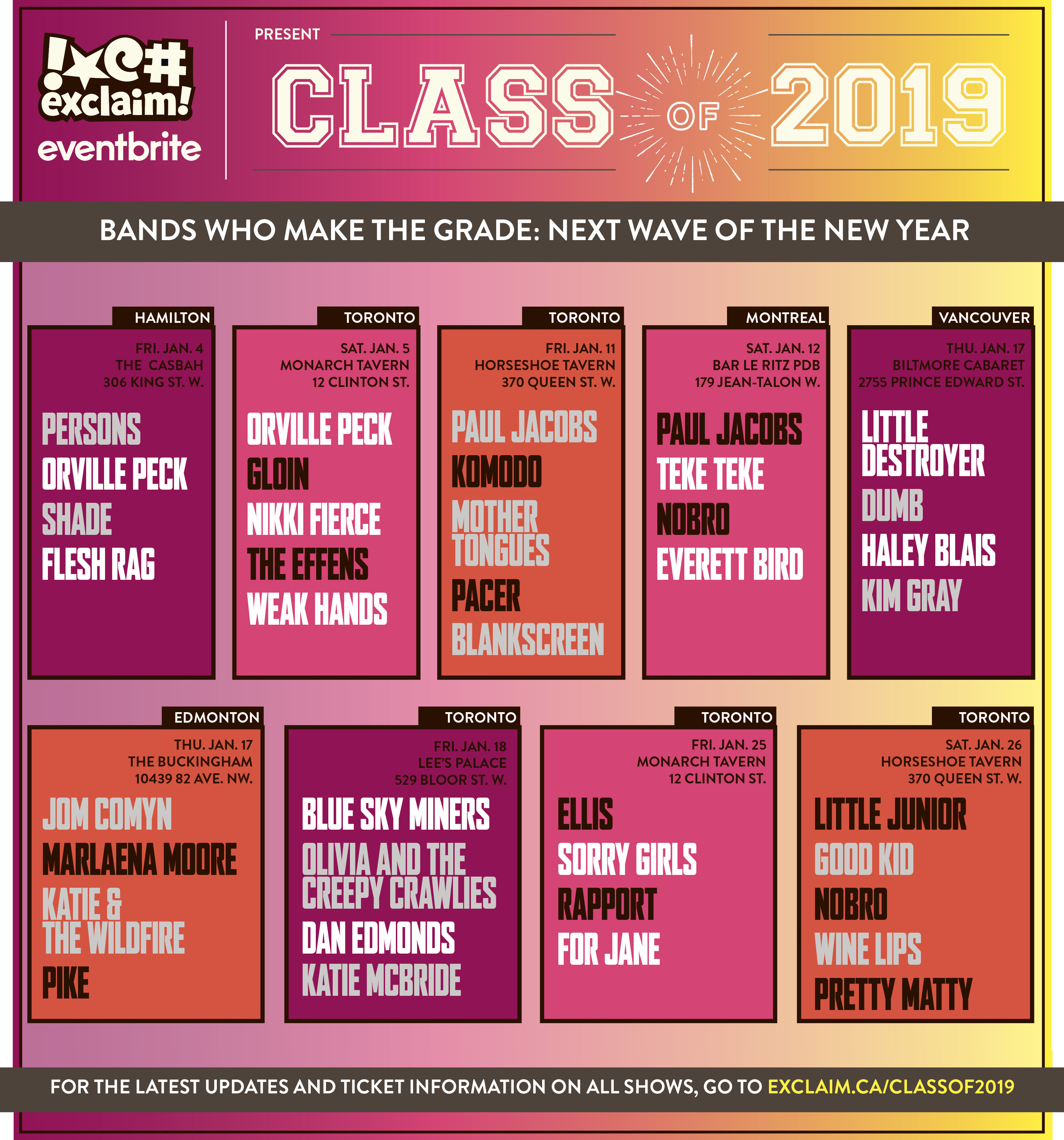 Exclaim! Presents the Class of 2019 Concert Series with Ellis, Paul Jacobs, Little Destroyer, Orville Peck 
