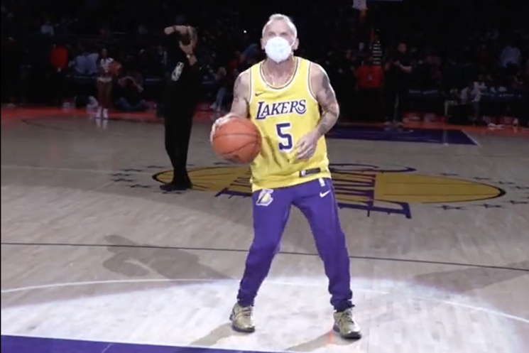 Watch RHCP's Flea Flub a Trick Shot at the Los Angeles Lakers Halftime Show 