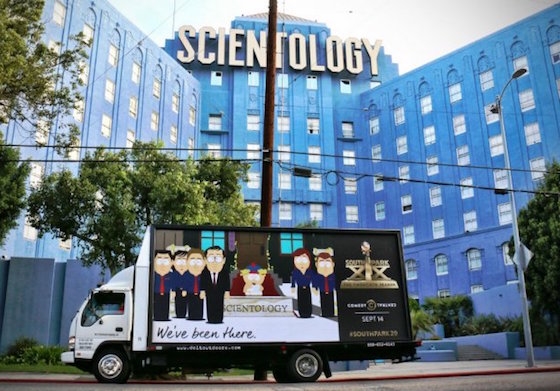 'South Park' Trolled the Church of Scientology and the White House with Mobile Billboards 